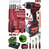 Retools Bordo 2’li Set (Bordo 800 Nm Torklu (15 Pilli) – Bordo 216 Parça Lokma Takımı)