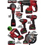 Retools RKL-9153 21V 6'lı Şarjlı Profesyonel Set – Kırıcı Delici, Somun Sıkma, Vidalama, Daire Testere, Dekupaj, Spiral