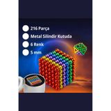 Retoys 6 Renkli Mıknatıslı Küp 216 Adet Manyetik Top Bilye 5mm Dekorasyon Bilyesi