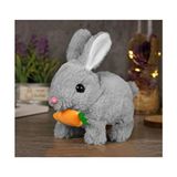 Retoys Pilli Sesli Zıp Zıp Yürüyen Havuçlu Tavşan Peluş Oyuncak 15CM - Gri