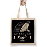 Retro Animal American Eagle White Bez Çanta Uzun Saplı - Açık Bej - 40 X 40