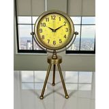 Retro Antique Üç Ayaklı Metal Eskitme Masa Saati Vitrin