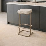 Retro Art 75 cm Ada Boyu Fırın Boyalı Metal Bar Sandalyesi - Cappuccino