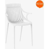 Retro Art Monaco Kafe ve Bahçe Sandalyesi 4'lü Set - Beyaz