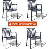 Retro Art Paris Kollu Sandalye 4 Adet – Bahçe Balkon Kafe Sandalyesi Uv Katkılı Istiflenebilir Plastik - Antrasit