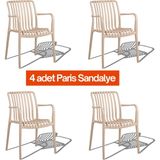 Retro Art Paris Kollu Sandalye 4 Adet – Bahçe Balkon Kafe Sandalyesi Uv Katkılı Istiflenebilir Plastik - Bej
