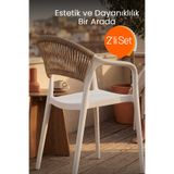 RETRO ART Sole 2 adet İpli Sandalye – Balkon Bahçe Kafe Proje Sandalyesi, Polipropilen Dış Mekan Sandalyesi