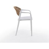 Retro Art Sole Rattan Ipli Balkon ve Kafe Sandalyesi 2'li Set| Bahçe Sandalyesi - Beyaz