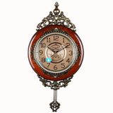 Retro Avrupa Duvar Saati, Metal Büyük Sessiz Sarkaçlı Duvar Saati, Klasik Sessiz Kuvars Asılı Duvar Saatleri Oturma Odası Ev Dekoru B 68x38 cm (27x15 inç)