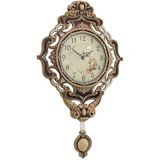 Retro Avrupa Sarkaçlı Duvar Saati, Metal Büyük Duvar Saatleri Sessiz Oturma Odası Kuvars Asılı Saat Hareketli Sarkaçlı A 64x36 cm (25x14 inç)