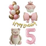 Retro Ayıcık Temalı Kız Bebek Konsept Doğum Günü Seti (5)