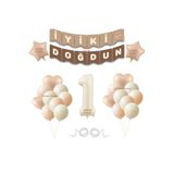 Retro Bej Renk Folyo Balon Yaş Folyolu Set, 1