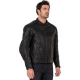 Retro Black Korumalı Motosiklet Deri Montu Erkek - 2XL - Siyah