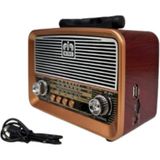 Retro Bluetooth Radyo ve Müzik Kutusu, Usb/sd/fm, Şık Tasarım - Ahşap - Ceviz