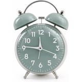 Retro Çalar Saat Işıklı Analog Masa Saati Dekoratif Komodin Saati Bombe Kapaklı 15X10 Yeşil