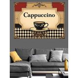 Retro Cappuccino Yazılı Poster Dekoratif Kanvas - Mdf Ahşap Tablo