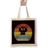 Retro Cat Vintage Kitten Kitty Pet Animal Gift Bez Çanta Uzun Saplı - Açık Bej - 40 X 40