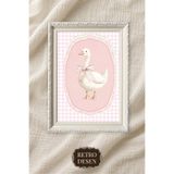 Retro Çerçeveli Vintage Çocuk Odası Tablosu, Bebek Odası Tablosu, Çocuk Odası Duvar Dekoru Ördek (00253)