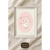 Retro Çerçeveli Vintage Çocuk Odası Tablosu, Bebek Odası Tablosu, Çocuk Odası Duvar Dekoru Ördek (00324)