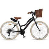 Retro Classic 26 Jant Bisiklet, Shimano 21 Vites, Hasır Sepetli Vintage Şehir Bisikleti, Krem Lastik - RENK - Siyah - Krem