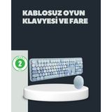 Retro Daktilo Stilli Kablosuz Klavye Mouse Seti – Sessiz ve Şık - Adaçayı
