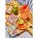 Retro Disco Topu ve Plaj Temalı Doğal Taş Bardak Altlığı 4’lü Set, Renkli Masa Sunum Ürünü - 10 x 10 cm