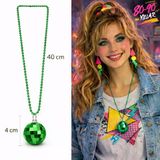 Retro Disko Topu Şekilli 80'Ler 90'Lar Yeşil Renk Plastik Kolye (5224)