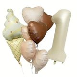 Retro Dondurma Kalp 1 Yaş Folyo Balon Set
