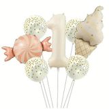 Retro Dondurma Şeker 1 Yaş Folyo Balon Set