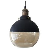Retro Eskitme Askılı Tekli Siyah Bal Cam Sarkıt 20 cm 358
