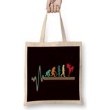 Retro Evolution Kickboxer Vintage Heartbeat Kickboxer Fight Bez Çanta Uzun Saplı - Açık Bej - 40 X 40