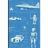 Retro-Futurist's Notebook: 6x9 Lined Cyanotype Tech Sketchbook
