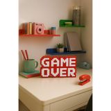 Retro Game Over Kabartmalı Dekoratif Obje - Kırmızı | Masaüstü ve Duvar Süsü | Hediye Kırmızı 9 x 14