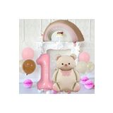 Retro Gökkuşaği Ayi Folyo 1 Yaş Balon Set
