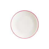 Retro Gourmet 12 Adet 19 cm Kırmızı Kenar Çizgili Porselen Düz Tabak