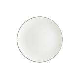 Retro Gourmet Kenar Çizgili Porselen Düz Tabak 12 Adet 27 CM Siyah
