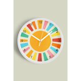 Retro Gün Doğumu Gökkuşağı Modern Duvar Saati - 30cm - Önü Camlı Beyaz Kasa - Sessiz Mekanizma, JH0252S30BKP
