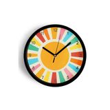 Retro Gün Doğumu Gökkuşağı Modern Duvar Saati - 35cm - Önü Camlı Siyah Kasa - Sessiz Mekanizma, JH0252S35SKP