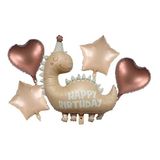 Retro Happy Birthday Dinozor Şekilli 5 li Folyo Balon Set