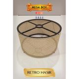 Retro Hasır Lambader Başlığı 35 Cm Mega Boy