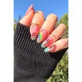 Retro Hippie Desenli Tırnak Stickerı Nail Art Süsü - Kırmızı