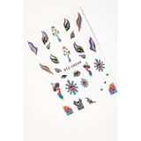 Retro Hippie Desenli Tırnak Stickerı Nail Art Süsü - Mavi