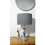 retro home design Antrasit Kumaş Şapkalı Krom Ayaklı Dejavu Modern Abajur Masa Lambası Dekoratif Salon Yatak Odası