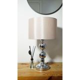 retro home design Bal Kumaş Şapkalı Krom Ayaklı Dejavu Modern Abajur Masa Lambası Dekoratif Salon Yatak Odası