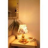 retro home design Eskitme Ayaklı Mor Çiçek Detaylı Silindir Masa Lambası Dekoratif Abajur Salon Yatak Odası