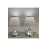 retro home design Özel Lüks Model Krom İkili Abajur Set Kumaş Şapkalı Yatak Odası Salon Masa Lambası