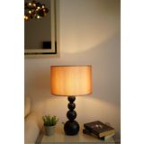 retro home design Siyah Ayaklı Silindir Bal Renk Kumaşlı Masa Lambası Abajur Salon Yatak Odası