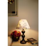 retro home design Siyah Dejavu Konik Mor Çiçek Kumaşlı Masa Lambası Abajur Salon Yatak Odası