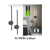 retro home design Siyah Pilli 70cm Tak Çalıştır Pil Dahil Duvar Aplik Günışığı 3000k (1 ADET)