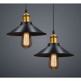 Retro Ikili Siyah Yuvarlak Metal Sarkıt Avize 30 Cm En